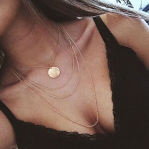 Gold Multilayer Choker Minimalist Necklace
